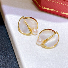 Beatles and shell design real freshwater pearl earrings