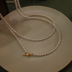 Simple natural pearl necklace with OT clasp