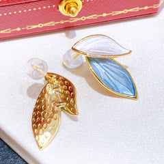 Morandi leaves design real freshwater pearl jewelry set