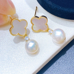 Natural pearl gold filled earrings