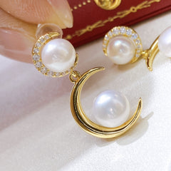 Natural pearl gold filled earrings