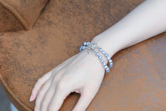 Double layer akoya seawater pearl bracelet