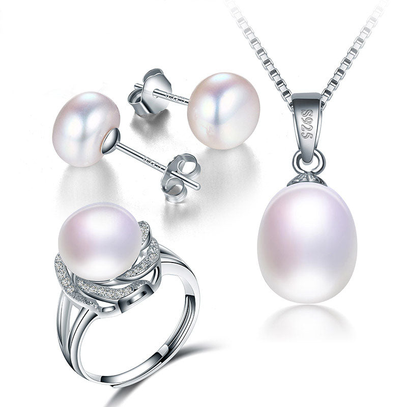 High Quality Pendant Necklace/Earrings/Ring Pearl Jewelry Set