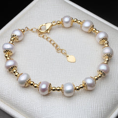 Real Freshwater Round Pearl Bracelet For Women