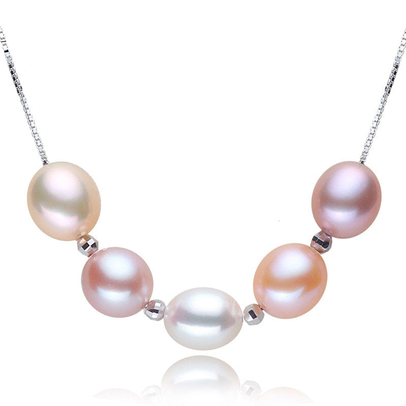 925 Sterling Silver Necklace Colorful Natural Pearl pendant