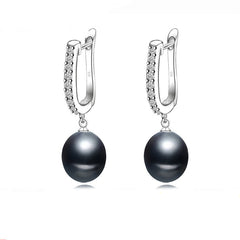 Freshwater Black Drop Pearl Earrings 925 Sterling Silver earrings