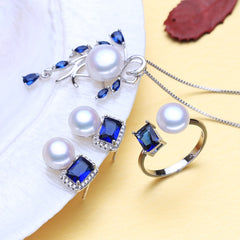 925 Sterling Silver Necklace Natural Pearl Jewelry Sets