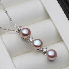 925 Sterling Silver Natural Pearl Pendant Necklace