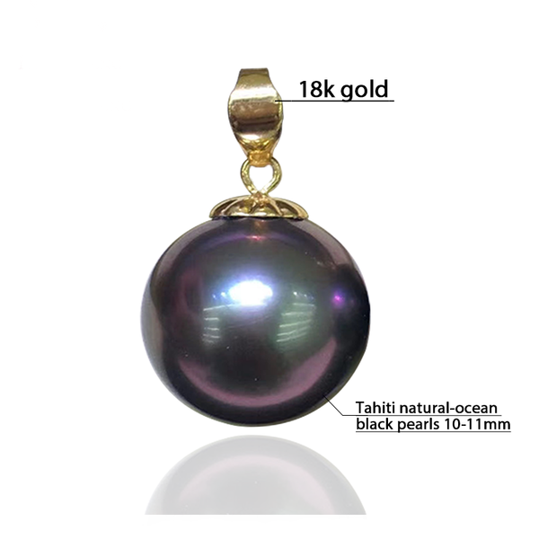 AAAA Luster 10-11mm Real Natural Tahitian Round Black Pearl Necklace 14-36  Inch