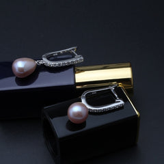Freshwater Black Drop Pearl Earrings 925 Sterling Silver earrings