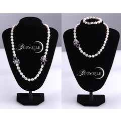 925 Silver Freshwater Baroque pearl Jewelry Sets Necklace Bracelet