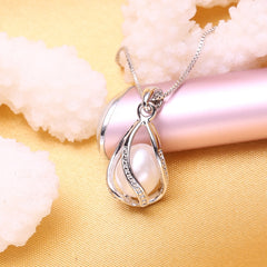 925 Sterling Silver Natural Freshwater Pearl Pendant Cage