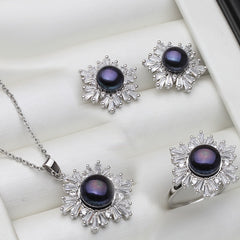 925 Silver 45cm Necklace Earring freshwater Pearl Jewelry Sets