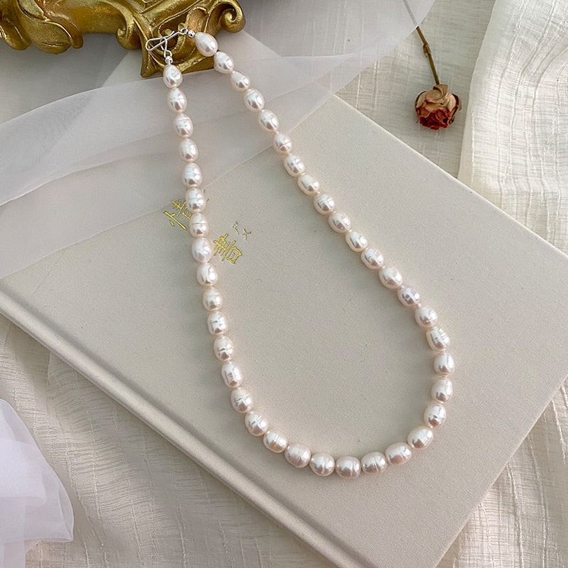 Freshwater Pearl Necklace 925 Sterling Silver Clasp