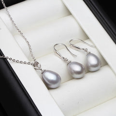 Real Freshwater Natural Pearl Set Necklace and Earrings