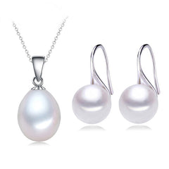 925 Sterling Silver pearl Sets Natural Pearl Stud Earrings and pendant