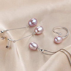Genuine Freshwater Drop Shape Pearl set Jewelry set