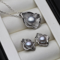 925 sterling silver Freshwater Pearl Necklace And Earring Set