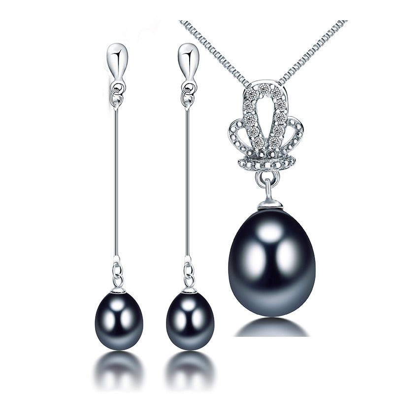 925 Silver Freshwater Pearl Pendant/Earrings Jewelry Sets