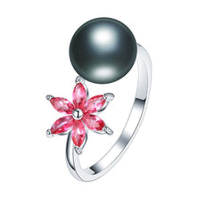 Many designs 925 Silver Adjustable Pearl Ring