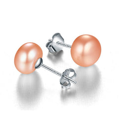 Genuine freshwater pearl earrings silver stud earrings