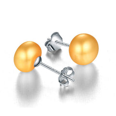 Genuine freshwater pearl earrings silver stud earrings