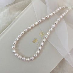 Natural Freshwater Pearl Necklace 925 Silver Buckle