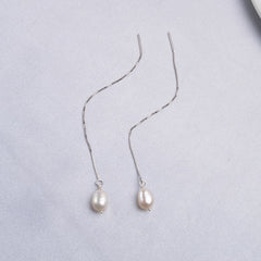 Natural Freshwater Pearl Long Chain Earrings