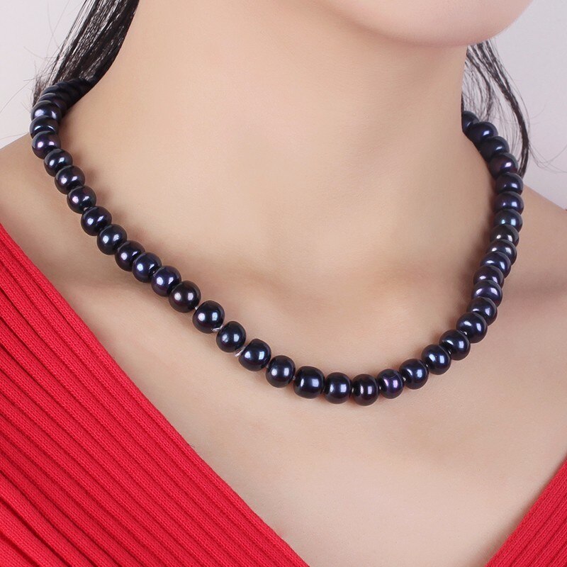 Natural Freshwater black beads Pearls Necklace