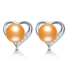 Classic Heart Natural Pearl Earrings 925 Sterling Silver